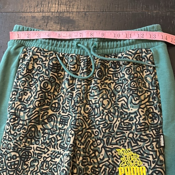 Puma × Vintage Crazy Puma Sweatpants Mr Doodle Green Cotton Joggers Unisex XS​ - Picture 13 of 16